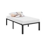 Yaheetech - lit simple 90x190 cm en mtal assemblage simple pour petits espaces adultes noir