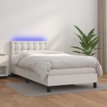 Lit simple - 90x200 cm, sommier  lattes de lit avec matelas et led blanc wfe935495 maison chic