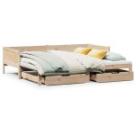 Lit simple?lit adulte?lit de jour et lit gigogne et tiroirs 80x200 cm bois pin massif cfw26608