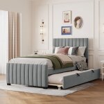 Lit simple capitonné 90x190 cm avec sommier gigogne, sommier à lattes avec tête de lit capitonnée, velours, ... Lit simple capitonné 90x190 cm avec sommier gigogne, sommier à lattes avec tête de lit capitonnée, velours, ...
