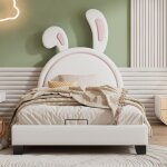 Eifson - lit simple capitonn 90x200 cm, avec dossier et tte de lit en forme d'oreilles de lapin, sommier ...