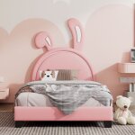 Eifson - lit simple capitonn 90x200 cm, avec dossier et tte de lit en forme d'oreilles de lapin, sommier ...