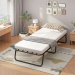 Hauss spole - lit simple enfant en mtal 80x190cm pliable avec matelas, convient pour chambre appartement, ...