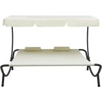 Lit simple?lit de repos d'ext�rieur avec auvent et oreillers blanc cr�me cfw52122