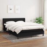 Lit à sommier tapissier avec matelas noir 140x200 cm tissu Lit à sommier tapissier avec matelas noir 140x200 cm tissu