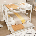 Lit superpos� 140�200cm, lit enfant adulte, avec lit gigogne 90�190cm, m�tal, antichute, sans matelas, ...