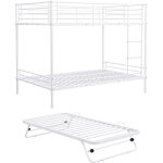 Lits superpos�s 2 x 90 x 190 cm avec lit d'appoint - blanc - duotis