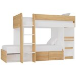 Lits superpos�s 2 x 90 x 190 cm avec bureau et rangements - coloris : naturel et blanc - lomiden