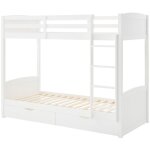 Lits superpos�s 2 x 90 x 200 cm - 2 tiroirs - pin et mdf - blanc - limodara