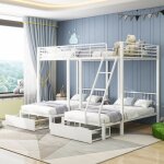 Sunfecili - lit superpos 3 places, lit superpos enfant 140 x 200 cm + 90 x 200 cm, avec deux tiroirs, ...