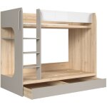 Petits - meubles - lit superposé 80x180 sommier et tiroir inclus stella bois gris et blanc Petits - meubles - lit superposé 80x180 sommier et tiroir inclus stella bois gris et blanc