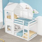 Lit superpos� 90200 cm, lit enfant, lit maison pour filles et gar�ons, avec �chelle et baldaquin, du ...