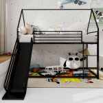 Eifson ? lit superpos� 90x200 cm en m�tal avec toboggan et escalier ? design cabane pour enfants ? charge ...