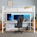 Lit superpos� 90x200 cm avec �clairage led, conforme � la norme en747, sans matelas, m�tal - blanc