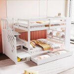 Lit superposé 90x200 cm, lit enfant avec 2 tiroirs, armoire de rangement et échelle de sécurité. protection ... Lit superposé 90x200 cm, lit enfant avec 2 tiroirs, armoire de rangement et échelle de sécurité. protection ...