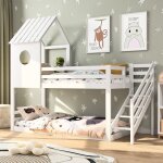 Lit superposé 90x200 cm, lit mezzanine avec escalier, lit cabane enfant pour 2 places, barrières de sécurité, ... Lit superposé 90x200 cm, lit mezzanine avec escalier, lit cabane enfant pour 2 places, barrières de sécurité, ...