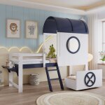 Eifson - lit superpos 90x200 cm, lit mi - hauteur, lit enfant, avec fentre suprieure, tiroir infrieur ...