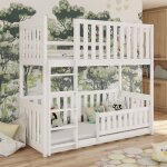 Petits - meubles - lit superpos 90x200 au sol sommiers inclus gabin blanc