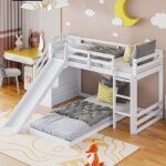 Lit superpos 90x200cm, 2 places, avec escalier, toboggan, sommier  lattes, barrire antichute, cadre ...