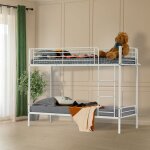 Meubles cosy - lit superpos adulte urbain en mtal blanc poxy - sommiers inclus - l 90 x l 190 cm (matelas ...