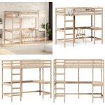 Lit superposé avec bureau 90x200 cm bois de pin massif - lit mezzanine - lit surélevé - lit enfant - ... Lit superposé avec bureau 90x200 cm bois de pin massif - lit mezzanine - lit surélevé - lit enfant - ...