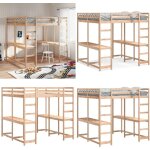 Lit superpos� et bureau et �chelle 140x200cm bois de pin massif - lit mezzanine - lit superpos� - lit ...