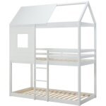 Vente - unique - lits superpos�s cabane 2 x 90 x 190 cm - pin et mdf - blanc - lidovara
