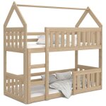 Kids literie - lit superpos� cabane mini 80x160 pin livr� avec sommiers