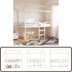Lit superpos� avec �chelle et toit sans matelas blanc 90x190 cm - lit mezzanine enfant - lit plateforme ...