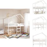 Lit superpos� avec �chelle et toit sans matelas blanc 90x190 cm - lit mezzanine enfant - lit plateforme ...