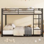 Lit superpos� enfant 140 � 200 cm, lit superpos� en fer forg� avec escalier, grille antichute, sommier ...