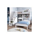 Lit superpos� enfant 90 x 200 cm avec bureau et �tag�res, lit enfant avec sommier � lattes, blanc, sans ...