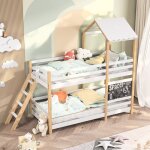 Pergar - lit superpos enfant 90x200 cm, lit mezzanine 2 places, avec escalier et tableau noir, lit cabane ...