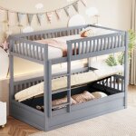 Hauss spole - lit superpos� enfant en bois 90�200cm, avec rangement hydraulique, gain de place, antichute, ...