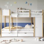 Redom - lit superposé, lit enfant, avec échelle à trois marches, 2 casiers, deux tiroirs à roulettes, ... Redom - lit superposé, lit enfant, avec échelle à trois marches, 2 casiers, deux tiroirs à roulettes, ...