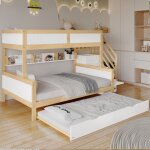 Lit superpos pour enfants avec protection contre les chutes, rails, lit gigogne, armoire, pin + mdf, ...
