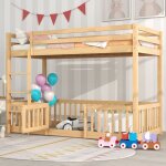 Lit superpos 90x200 cm, lit double d'enfant avec escalier angle droit et barreaux, en bois massif, couleur ...