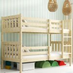 Lit superpos� kacper 90x190 bois massif - pin naturel - barri�re - sommier - tiroir - s�parable en 2 ...