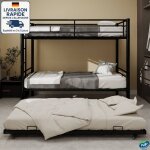 Lit superpos� en m�tal 90x190 - apportez un lit de couchage - convertible en deux lits avec �chelle et ...