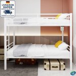 Lit superpos� en m�tal 90x190 - convertible en deux lits avec �chelle et garde - corps - montage facile ...