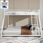 Modfu - lit superpos� en m�tal - sommiers inclus - 90 / 140 x 190 cm - montage facile - blanc