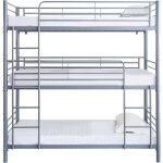 Lit superpos� en m�tal triple  havin  - 90 x 190 cm - gris