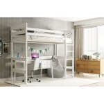 Lit superpos� mezzanine haute dim. matelas 97x205, dim. matelas 90x200 bois massif naturel barri�re de ...