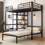Hauss spole - lit superpos lit mezzannie enfant 90 x 200 cm en fer avec table, tagres, 4 barrires ...