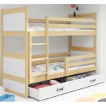 Lit superpos rico 90x200 bois massif - pin - barrire - sommier - tiroir - sparable en 2 lit - sans ...