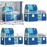 Lit superpos� sans matelas 90x190 cm bois de pin massif - lit superpose - lit enfant - lit mezzanine ...