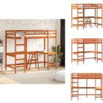 Lit superpos sans matelas cire marron 100x200 cm pin massif - lit mezzanine - lit surlev - lit enfant ...