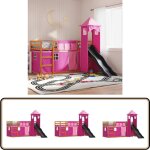 Vidaxl - lit superpos sans matelas avec toboggan et rideaux 90x200 cm - lit superpose - lit mezzanine ...