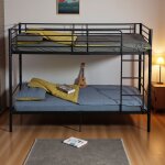 H. j wedoo - lits superpos�s de style industriel avec �chelle - noir, lit double superpos� pour adultes, ...