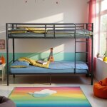H. j wedoo - lits superpos�s de style industriel avec �chelle - noir, lit double superpos� pour enfants ...